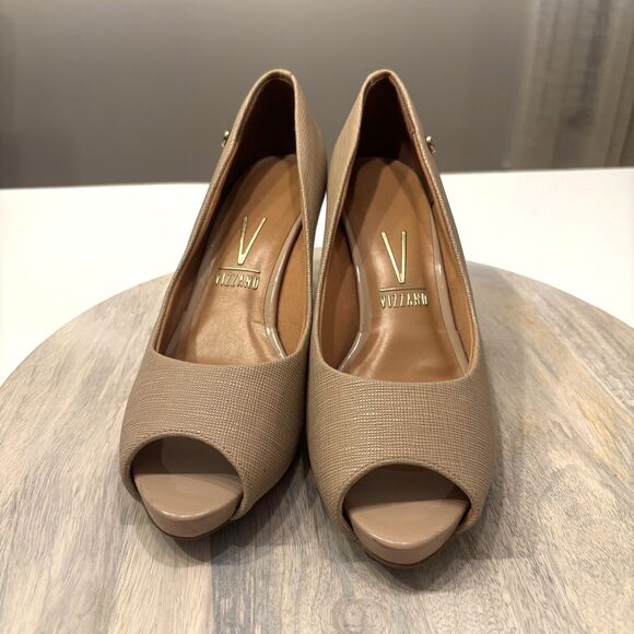 Vizzano Women's Terracota Classic Peep Toe Leather Pumps‎ Shoes Heels US Size 10 - Picture 3 of 11